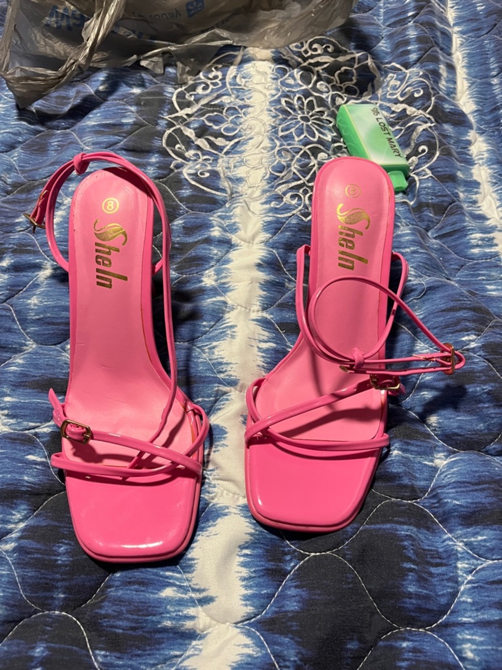 SheIn Hot Pink Strappy Square-Toe Women's Sandals